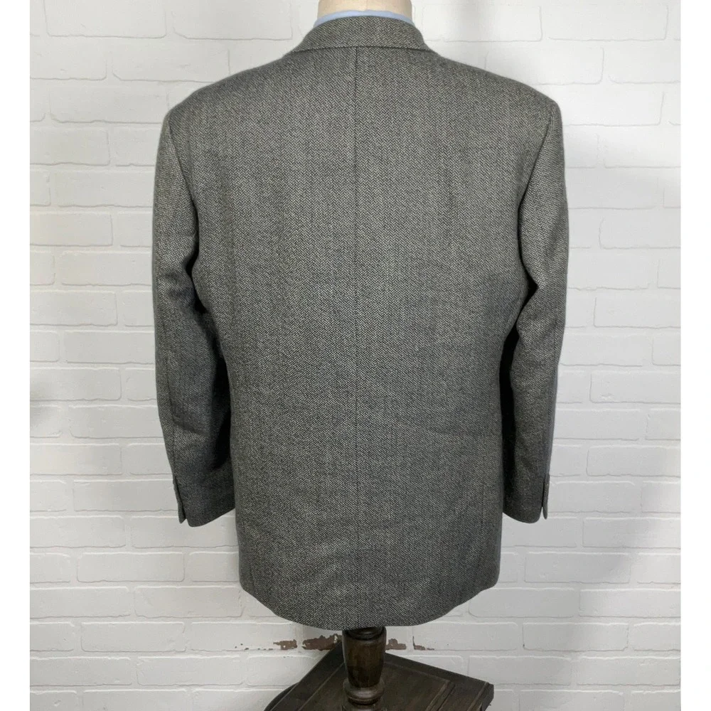 Hugo Boss Blazer Men 40R Navy Khaki Herringbone‎ Einstein Lambswool Sport Coat
